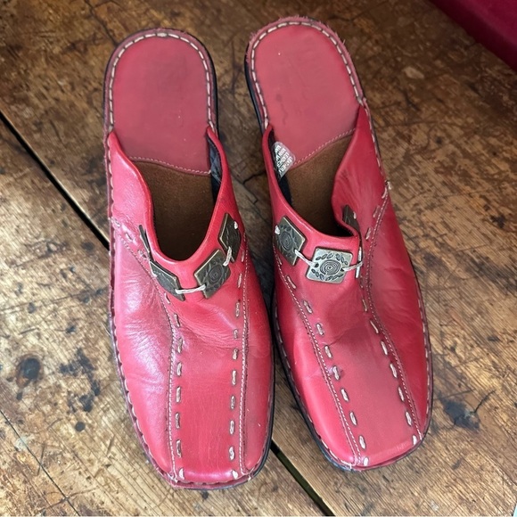 Tsonga South African Red Leather Heeled Mules Size 9 - Picture 1 of 10